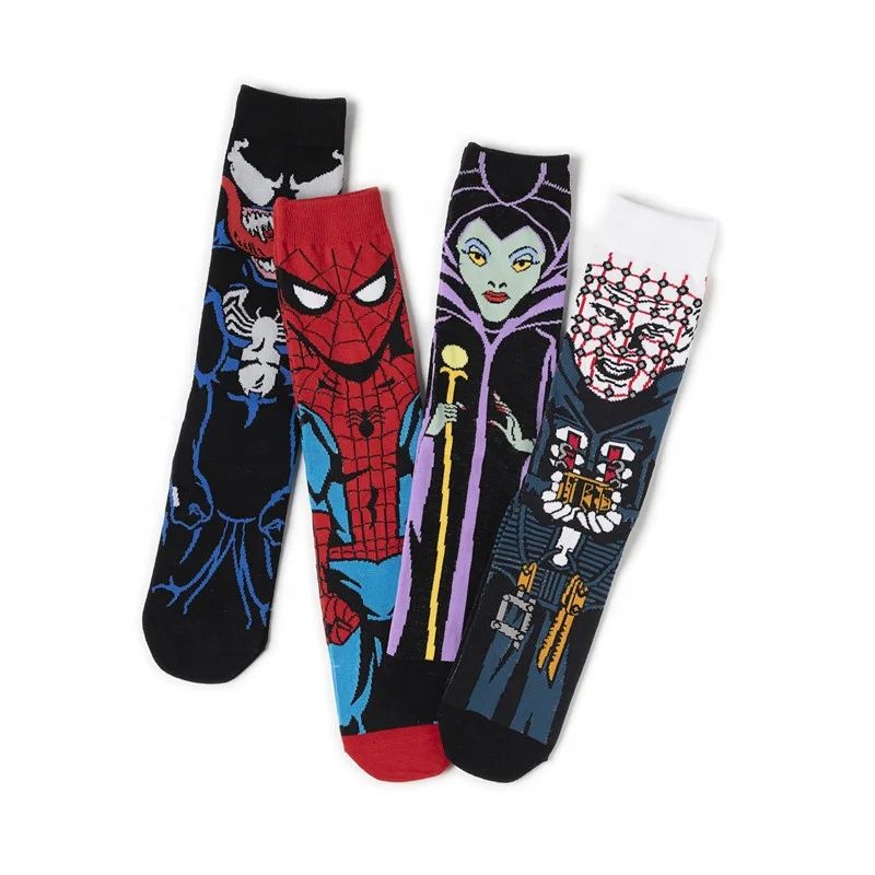 Amazon hotsale fashion Venom Spiderman comics cotton cute teen boys tube cartoon socks