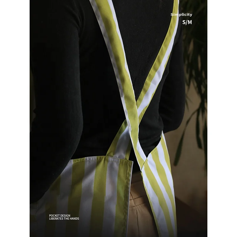 Women Water Oil Stain Resistant Stylish Straight-Back Waist Polyester Waterproof Apron with 2 Big Pockets
