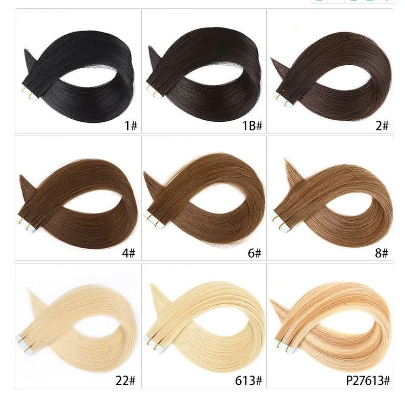 High Quality 100% European Skin Weft Tape In Hair Extension, Remy Russian Tape Human Hair Extension
