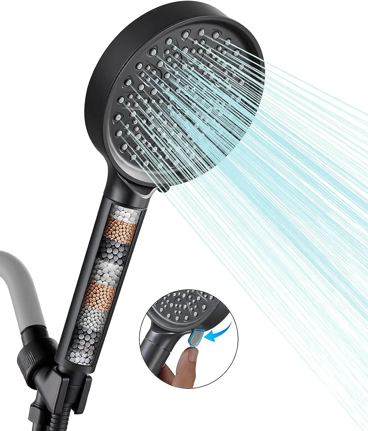 Shower Head Water Saving High Pressure Spray Nozzle Bathroom ABS Rain Filtered Shower Head
