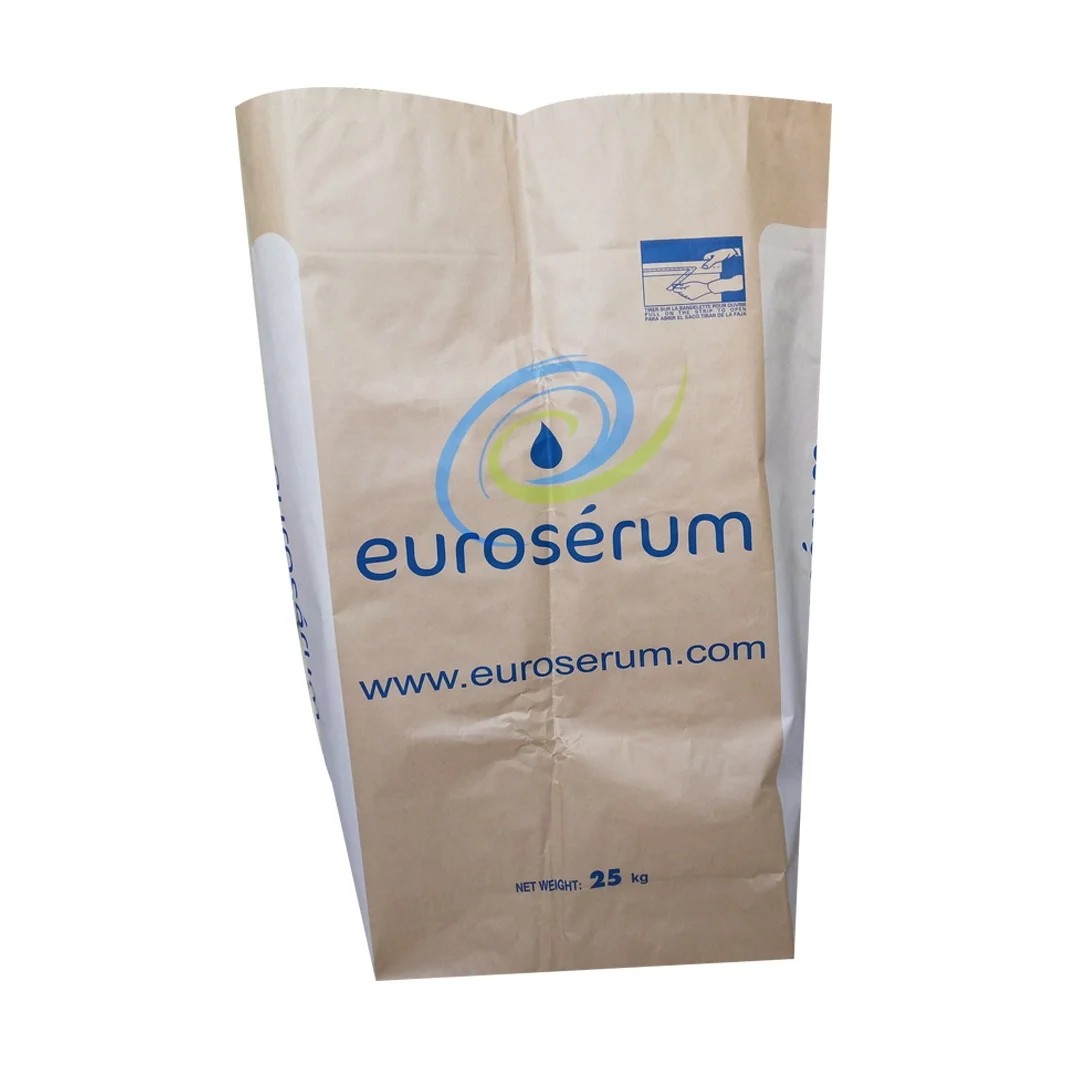 10kg 25kg 50kg Wholesale Printed Kraft Paper Sugar Corn Starch Flour Packaging Paper Bags
