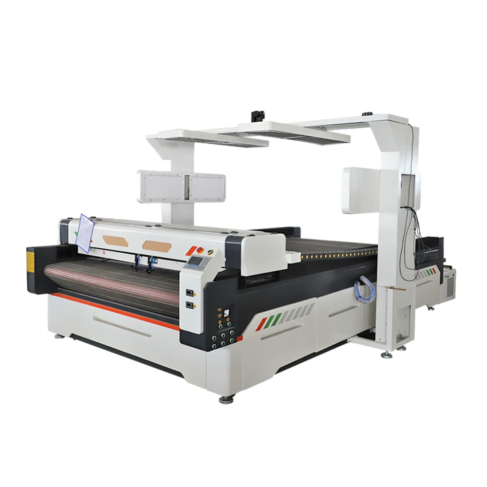 1600*2000mm large scanning size CCD camera conyor table auto feeding cloth fabric laser cutting machine