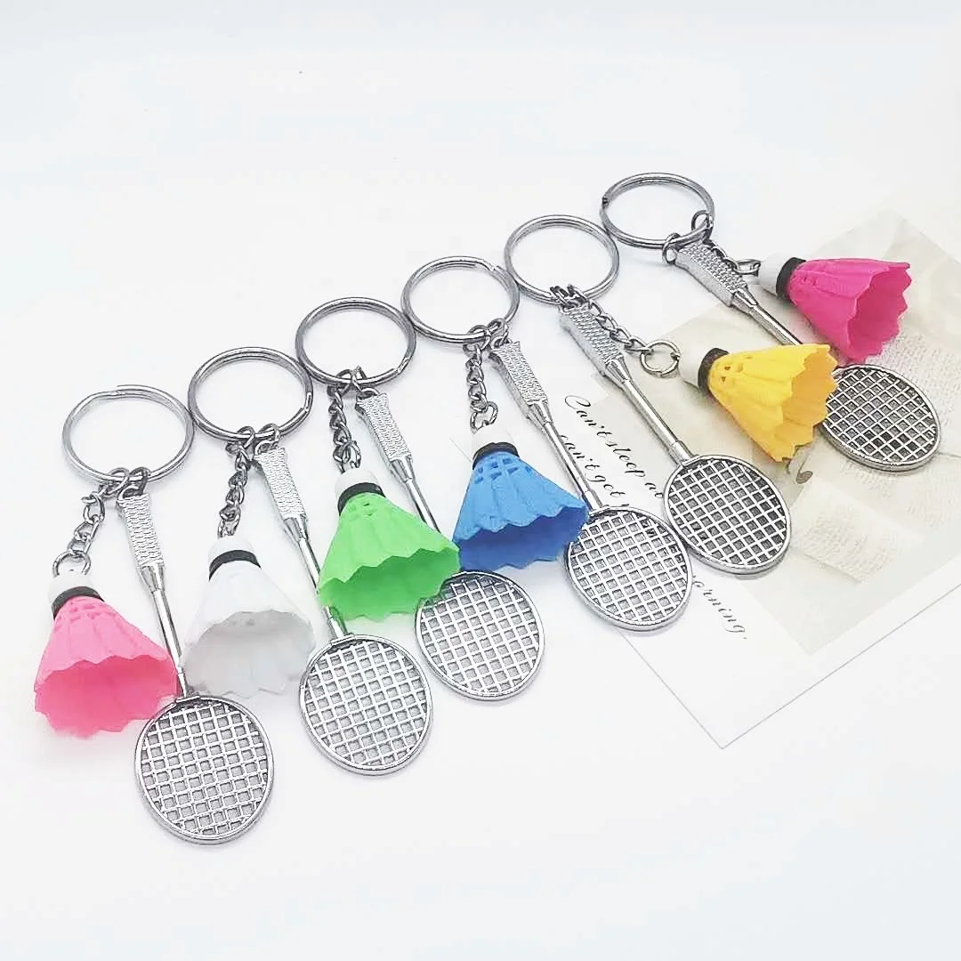 Wholesale 3D  mini Badminton keychain Table tennis racket keychain Golf club keychain