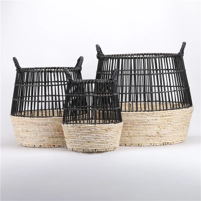 
New Style Handmade Large Capacity Rattan Wicker Laundry Storage Basket With Handle for home decoration 