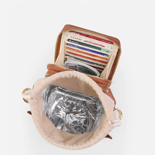 Custom Waterproof Sport Leather Sling Bottle Holder Handbag Drawstring Water Bottle Crossbody Purse Bag With Pocket