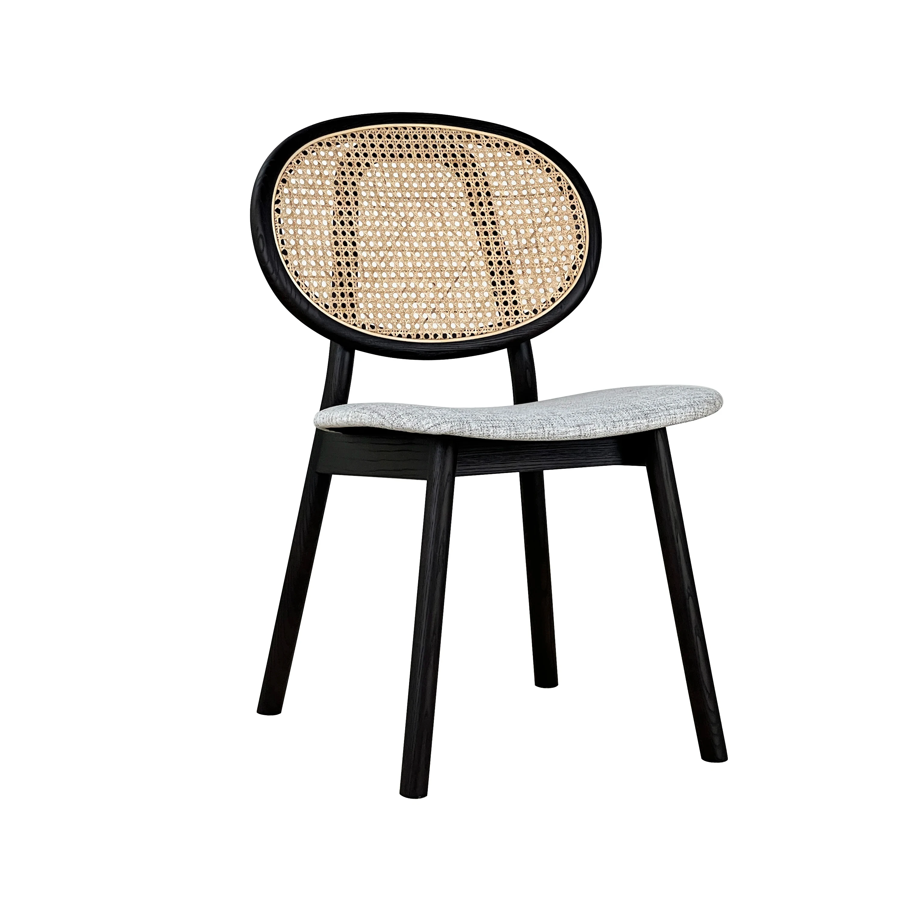 wabi-sabi Ash Dining chair  wooden chair Silla PU leather seat Rattan Back Modern Vintage Dininng room chairs