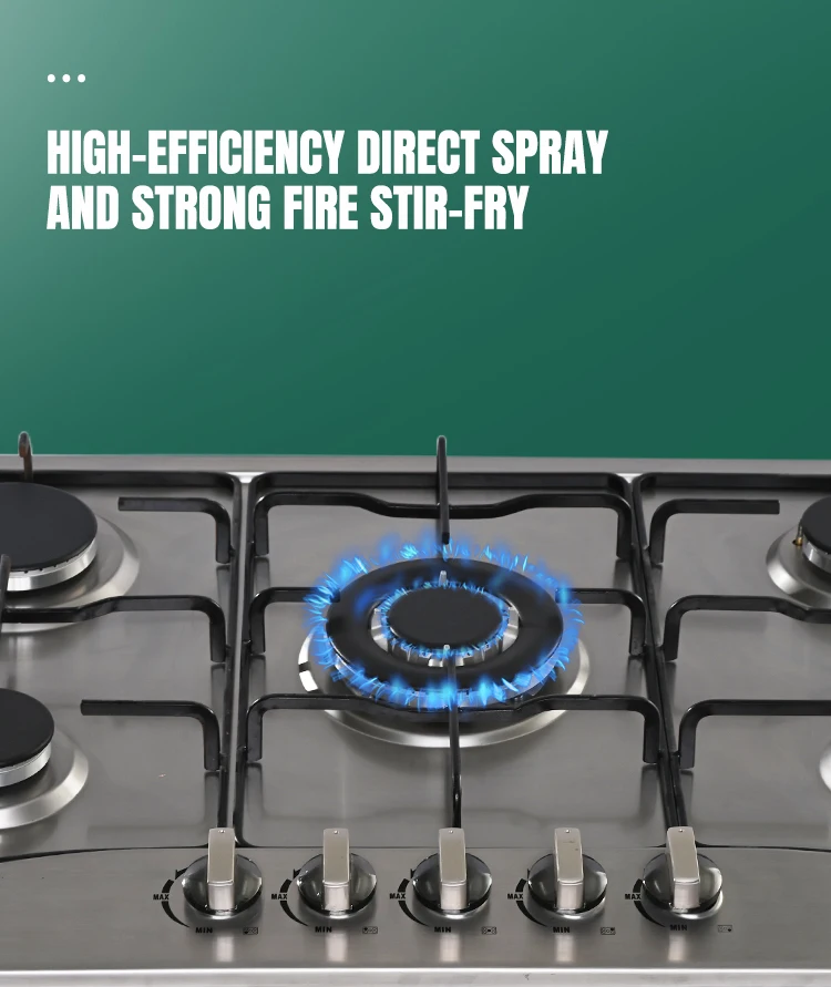 760mm popular 5 burners Built-in gas hob smart kitchen gas Stoves for Africa market