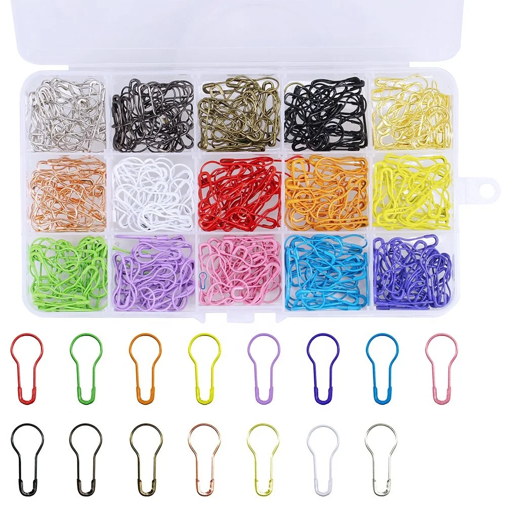 450 Pcs Baby Metal Calabash Safety Pins Knitting Needle Stitch Markers Safety Pin with Storage Box