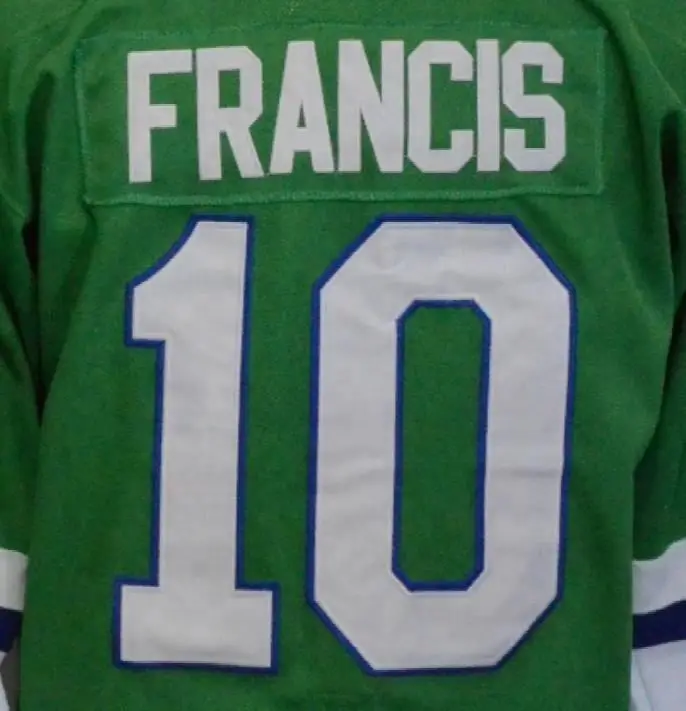 Изготовленная на заказ футболка с надписью Ron Francis #10 Green лучшее качество