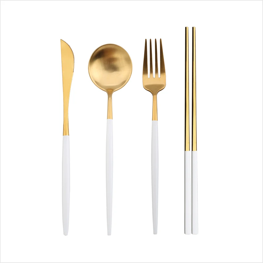 
high grade gold plated dinnerware spoon fork and knife set, stainless steel cutlery set wholesale 