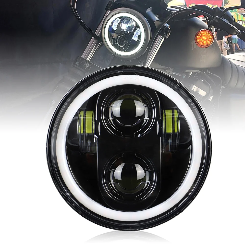 5.75 inch LED motorcycle Headlights White DRL Angel eyes turn signal light For Road King Glide for Harley Headlights