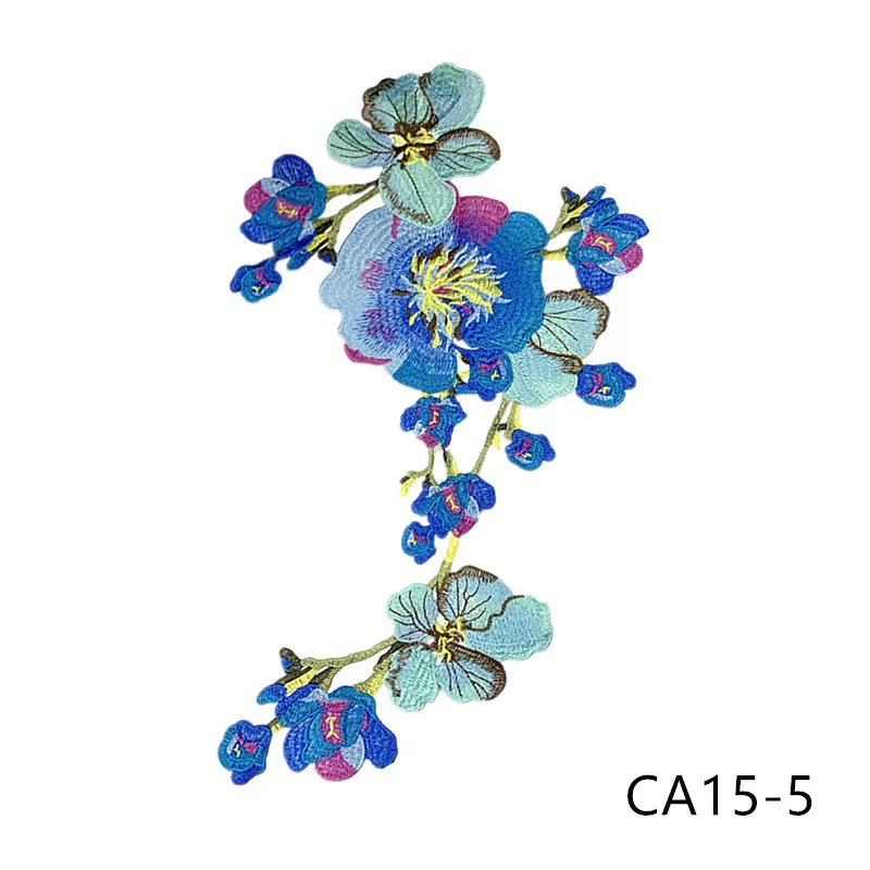 wholesale custom polyester Flowers Peonies Chemical Lace Fabric Embroidery Corsages Appliques Patches for DIY clothes bag dress