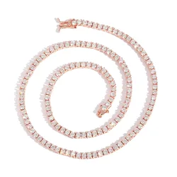 diamond vvs rose gold pure 925 sterling silver 2mm wholesale tennis moissanite chain link necklace
