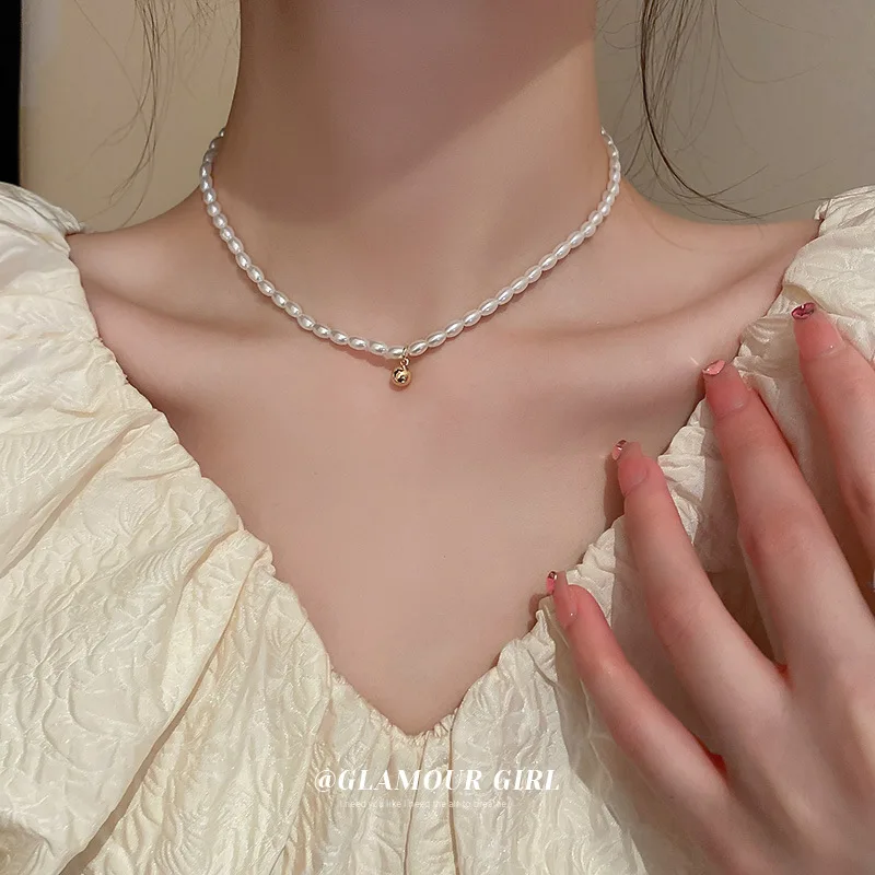 Fashion Temperament Pearl Love Necklace Personality Double Layer Chain INS Popular Clavicle Chain Women Jewelry