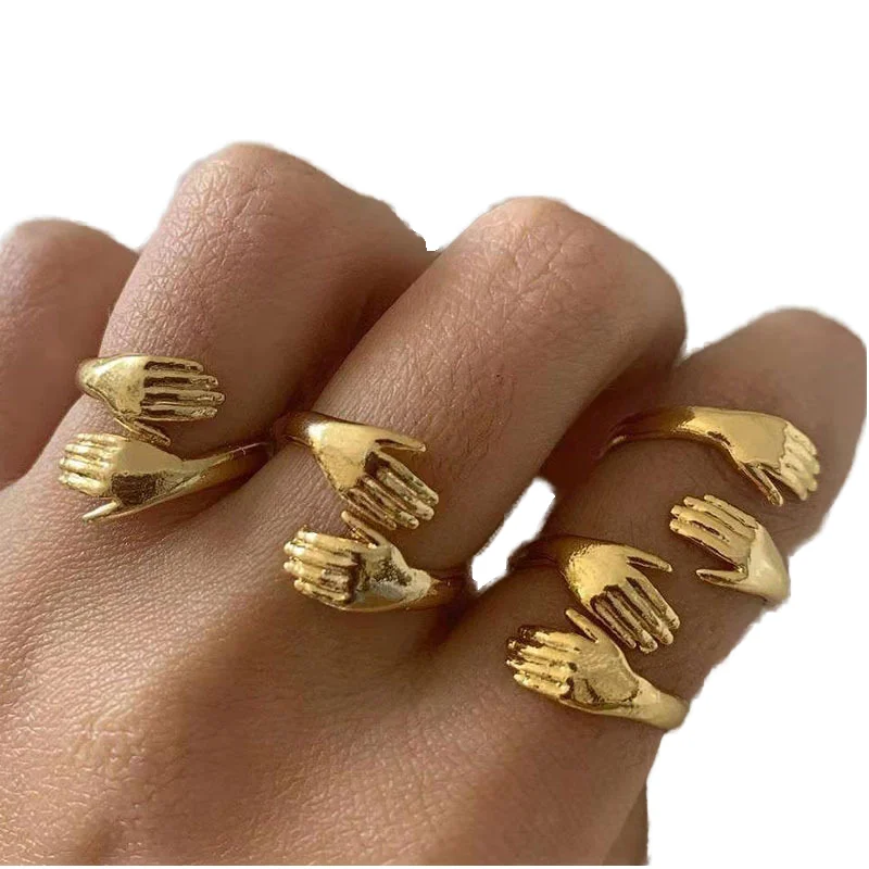 Trendy Hip Hop Stainless Steel Jewelry Personalized Jewelry Titanium Steel Hug Eternity Band Ring