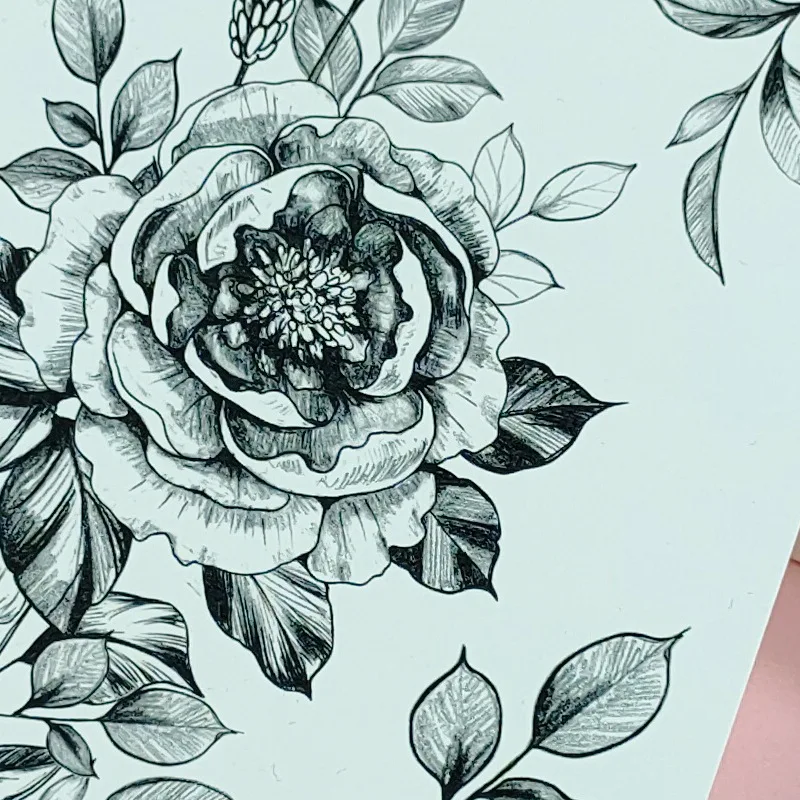 3D black flower rose temporary tattoos for women girls waterproof fake body art arm sketch rose tattoo stickers adults beauty