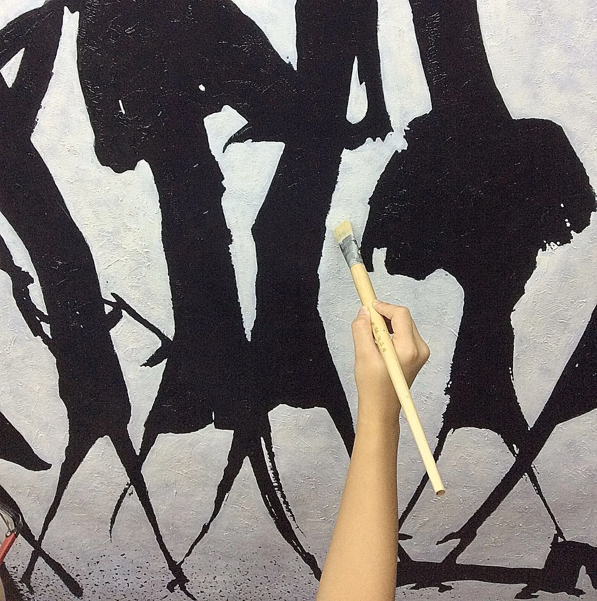 Wholesale modern abstract paintings decorative wall art on canvas hand made world map painting black and white painting