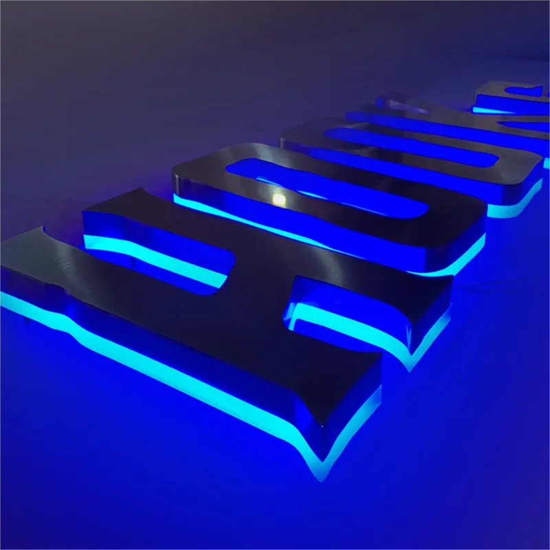 Customized Brushed Chromed Stainless Steel Small Acrylic Led Backlit Channel Letters for Shop