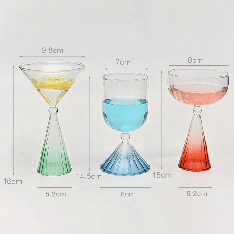 Colored Stripe Champagne Glass Wine Ice Cream Dessert Glass Elegant Martini Glasses Handmade Coffee Mug