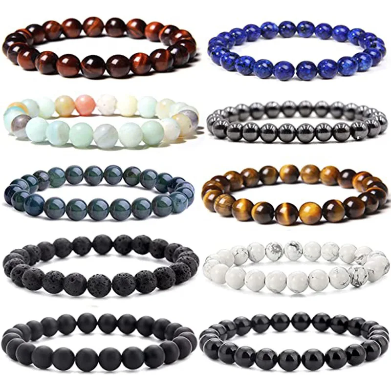Hot Selling 8mm Natural Stone Bracelets Women Summer Cool Accessories-Agate Beaded Crystal Tourmaline Europe America Wholesale