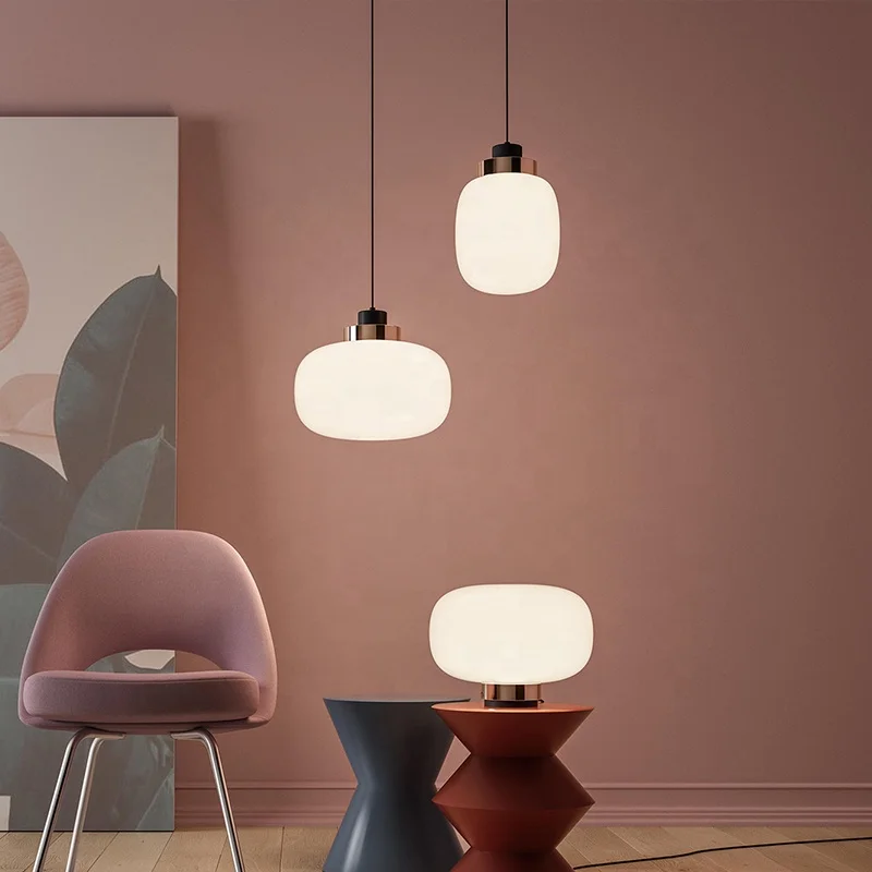 Modern Pendant Lights Smoky Gray White Glass Lampshade Loft Pendant Lamp for Dinning Room Home Decoration Glass Pendent Lighting