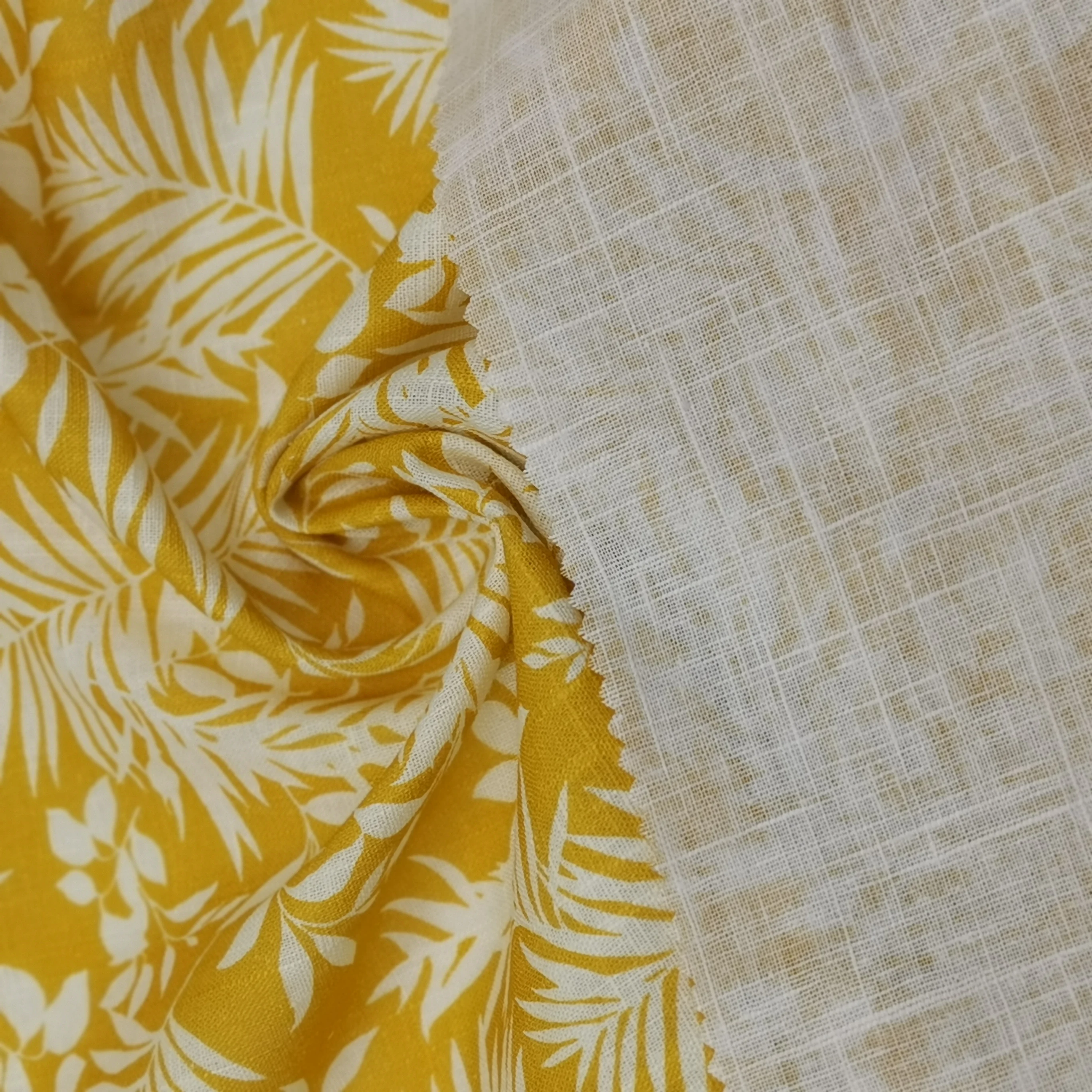 
high quality Customized Latest design flower pattern 100% linen print fabric for dress 