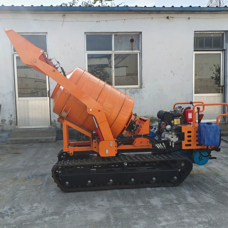 Многофункциональный недорогой мини-самосвал, бетономешалка, автобетономешалка на гусеничном ходу с самозагрузкой 0,8 тонны, бетономешалка для продажи