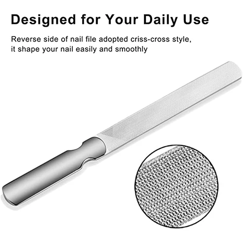 Logo Custom High Quality Nail Files With Anti-Slip Handle & Leather Case Finger Nail File For Men And Woman Pedicure Tools