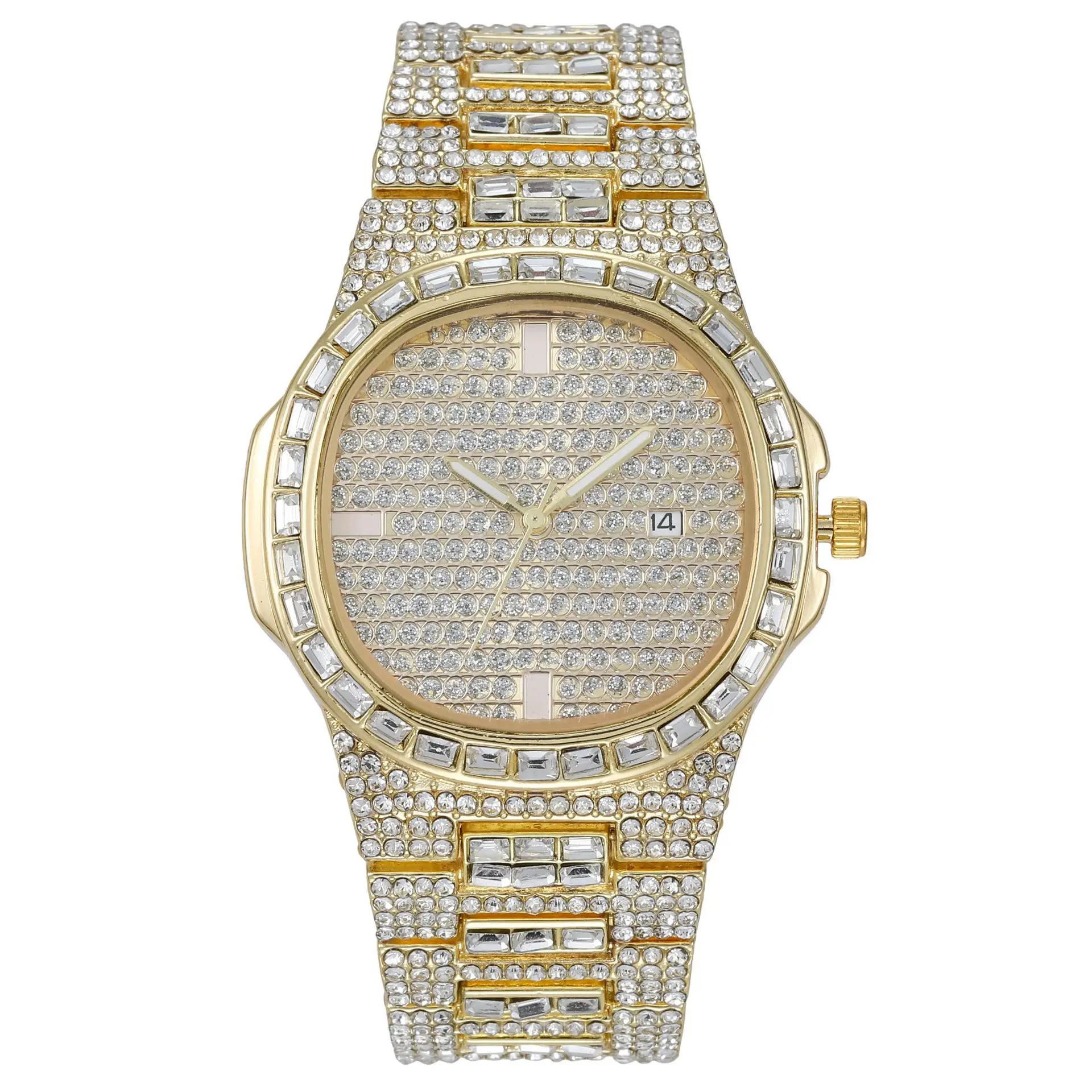 Роскошные индивидуальные vvs moissanite часы 925 стерлингового серебра GRA сертифицированные из нержавеющей стали VVS для мужчин