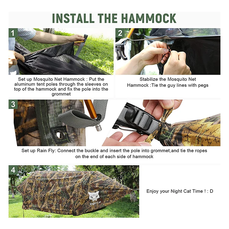 Custom Double Nylon Trekking Travel Foldable Folding Camo Haven Camping Hammock Swing Tent