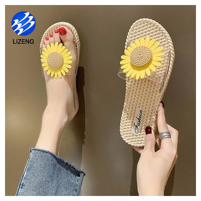 
Hot Sale Products Floral Flat Slippers Daisy Shoes For Ladies 
