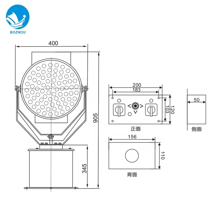 300W Stainless Steel Automatic Wireless Remote Control Marine LED Search Light TZ6-A