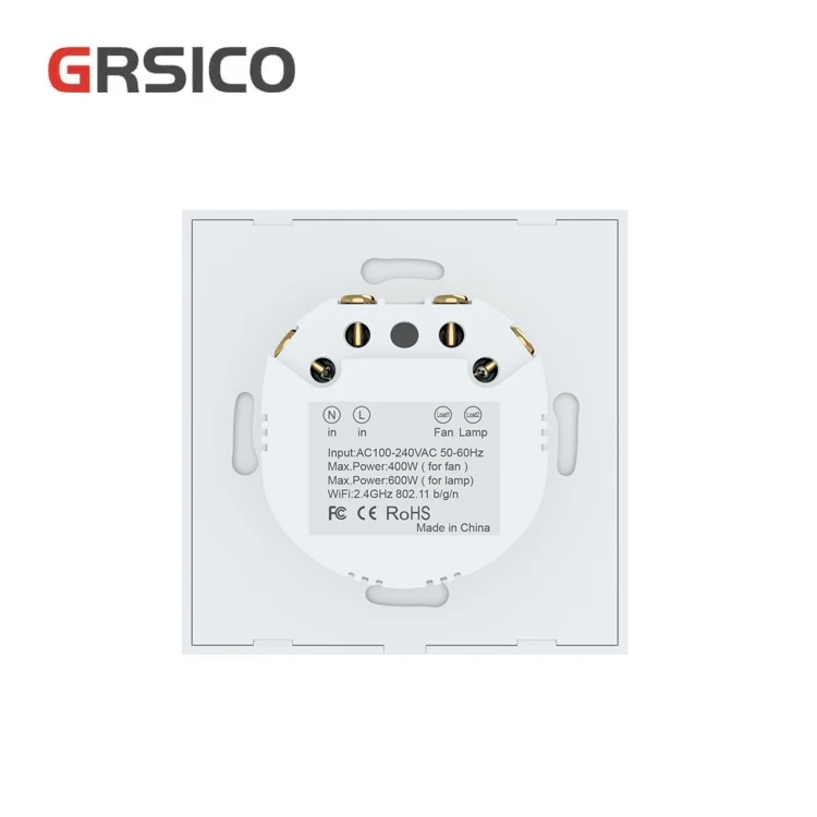 Smart Remote Control Switch for Ceiling Fan Light Touch Glass Panel with Tuya Alexa Google Home Voice