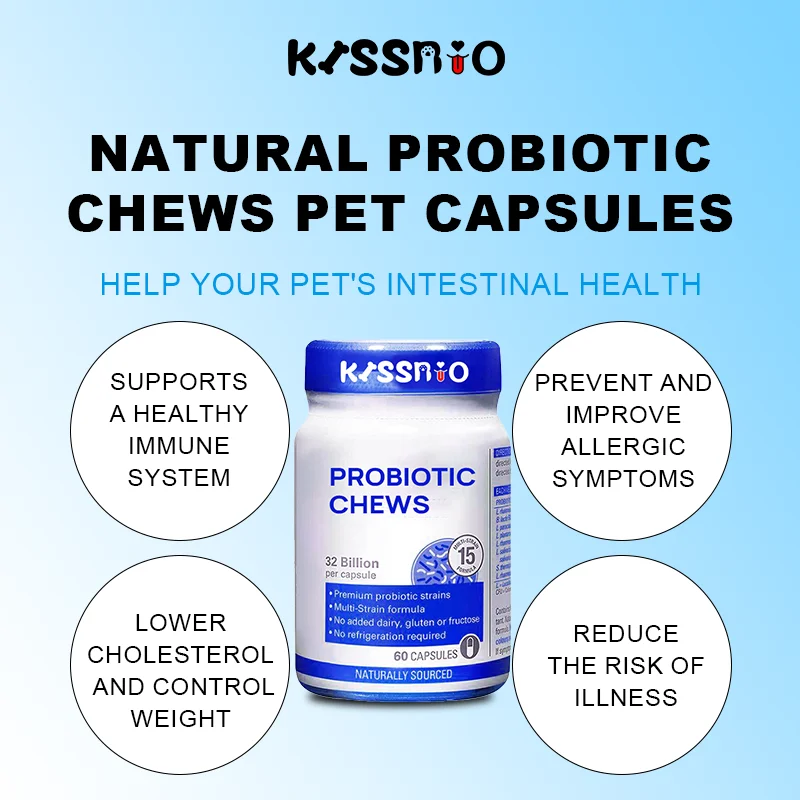 OEM 3-in-1 Probiotic Capsules for Dogs Supplement improves digestive health, relieves diarrhoea and stops non-constipated eating