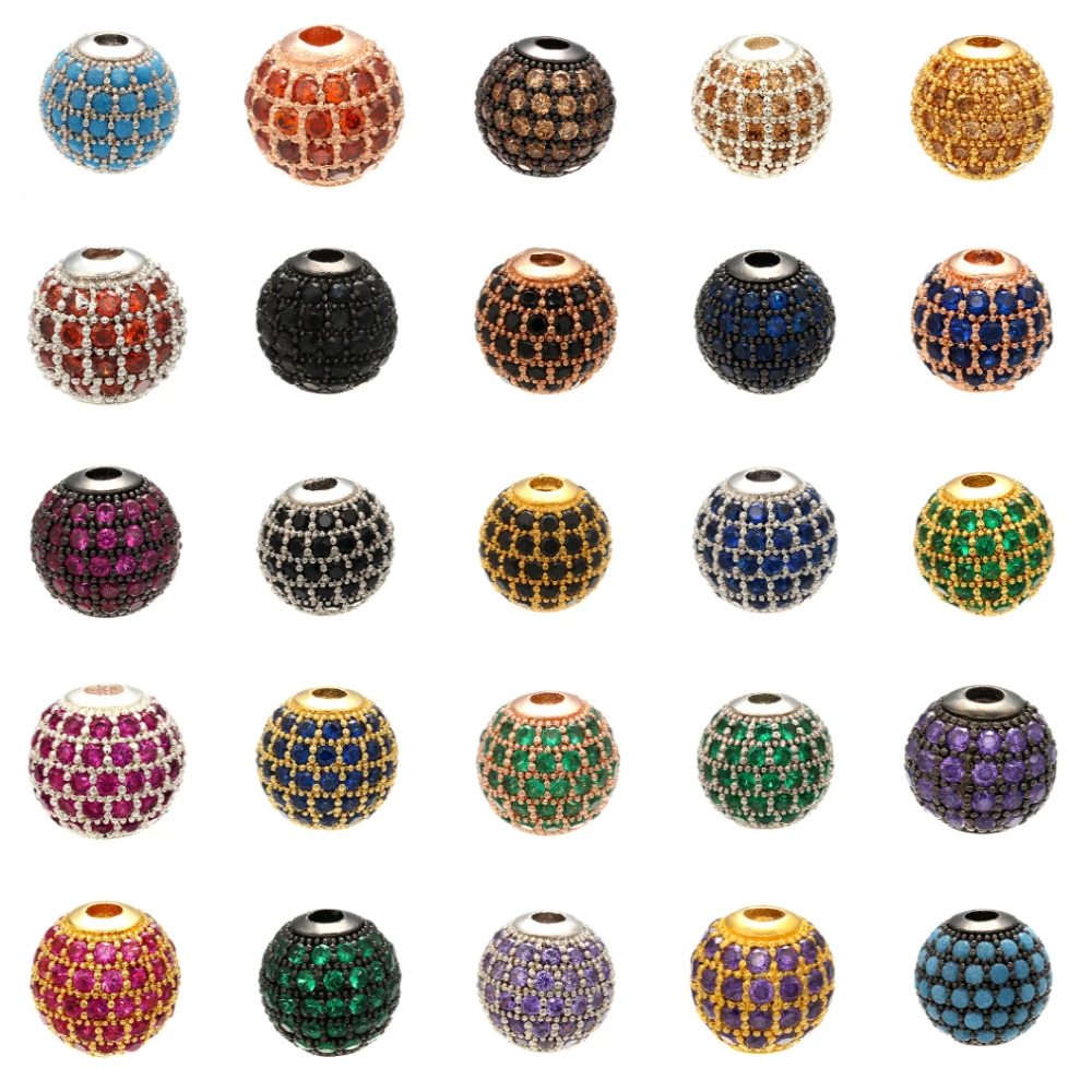 Wholesale DIY 10mm Zircon ball beads do not fade 14k 18k 22k gold pine bead bracelet decorative shim bead bracelet accessories
