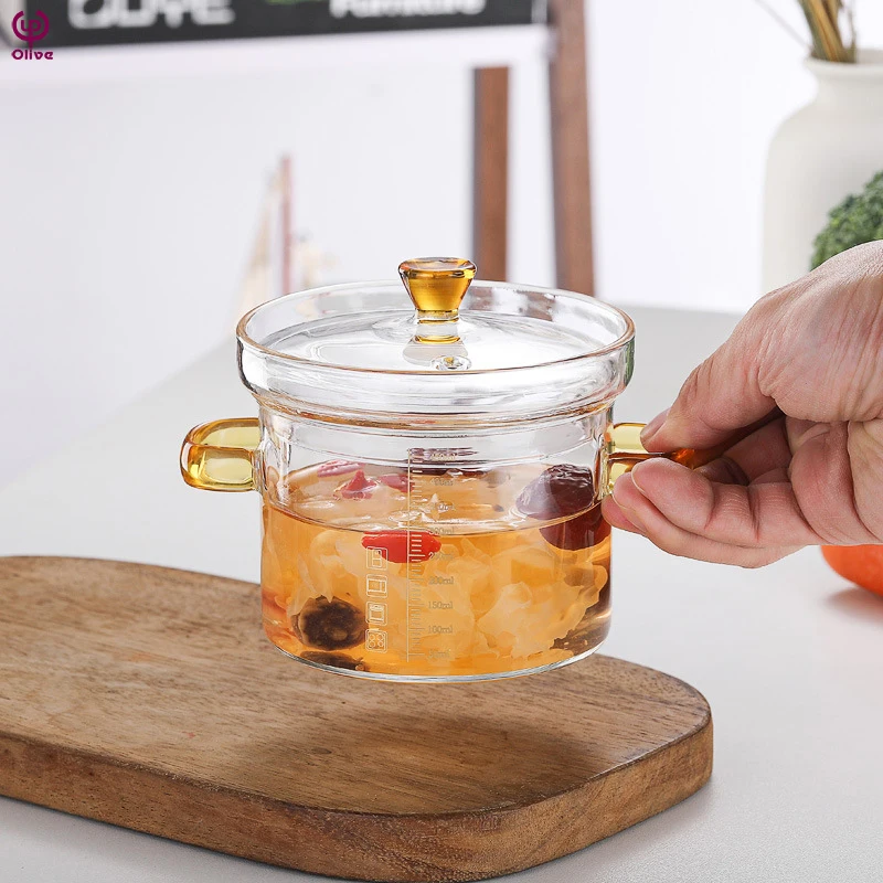 Modern Handmade Steamed Egg Bowl Stew Pot Soup Tureen with Double Handle Lid Cover for Home Kitchen Use for Hotels