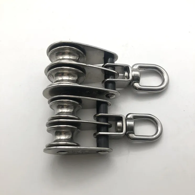 M25/M32/M50 Stainless Steel Swivel Wire Rope Crane Double Pulley Lifting Block Hanging Wire Towing Wheel