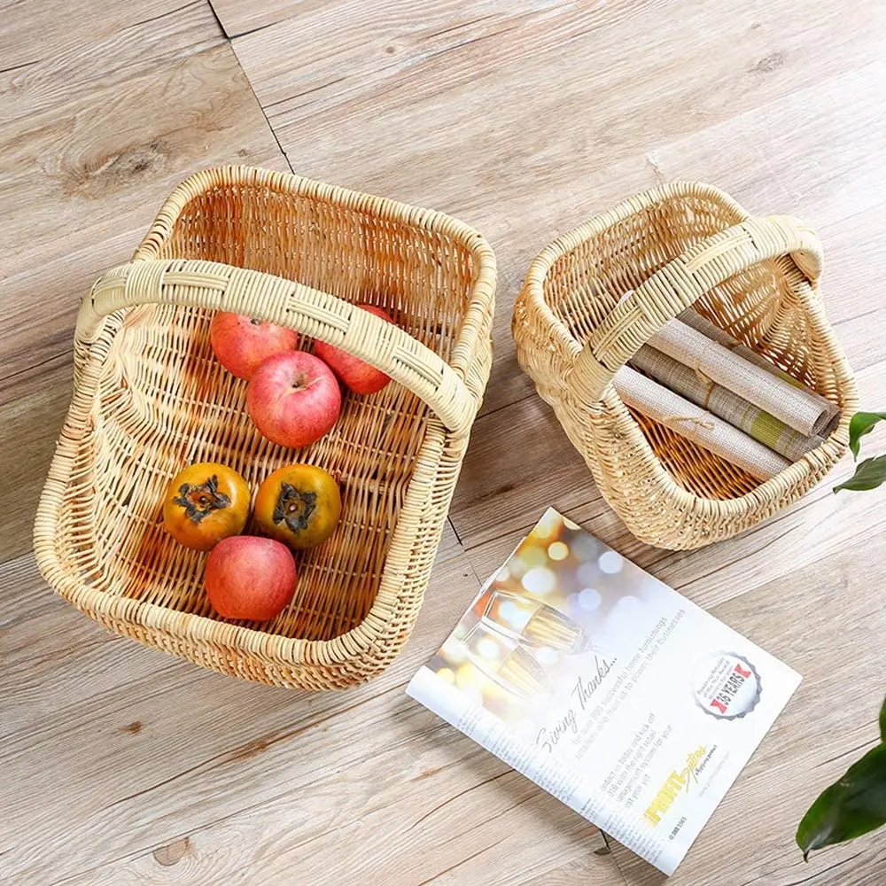 Factory wholesale natural hand-woven bamboo rattan picnic baskets