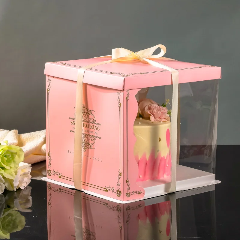 cheap wholesale large clear cake box with board paper