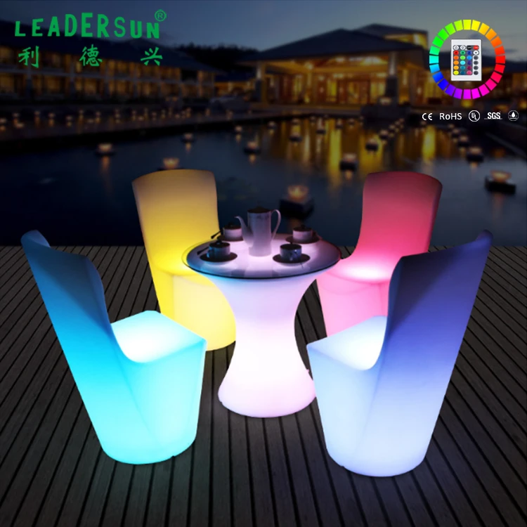 Modern color changing led bar table illuminated led table remote control waterproof led chairs and tables for party event