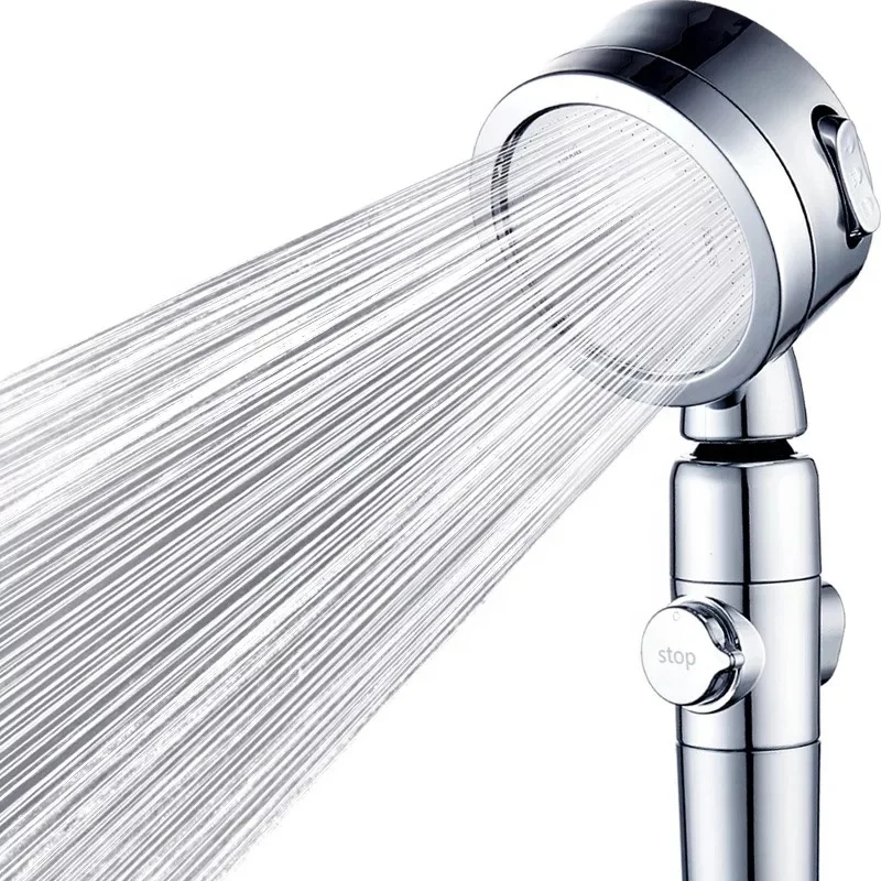 wholesale high power adjustable 3 function quality pressurized hand-held shower head with 2 shower filter inside