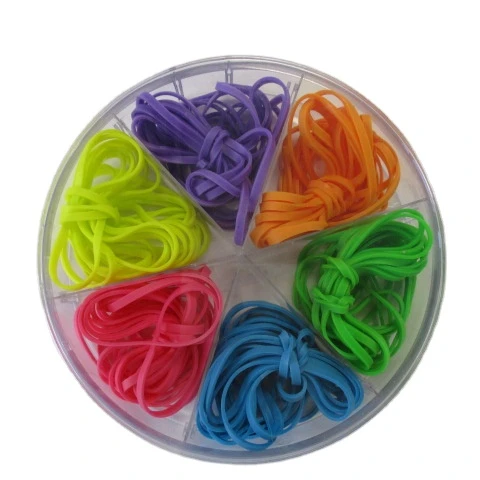 NEON Office Supplier 100% Rubber Band in Candy/Rainbow Colors for office/School Stackable Stationery Set