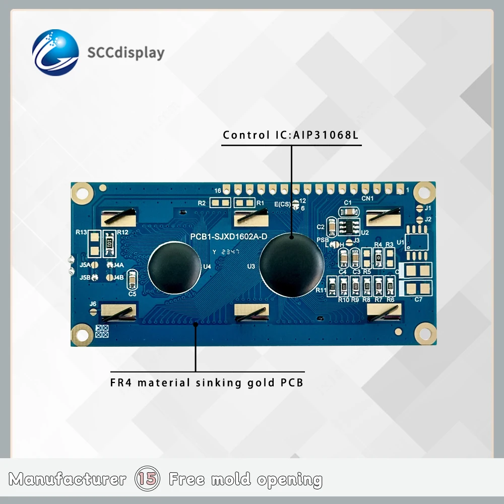 Wholesale price sales16x2 lcd SJXD1602A-D STN Emerald positive lcd character Dot matrix screen lcd display module 1602