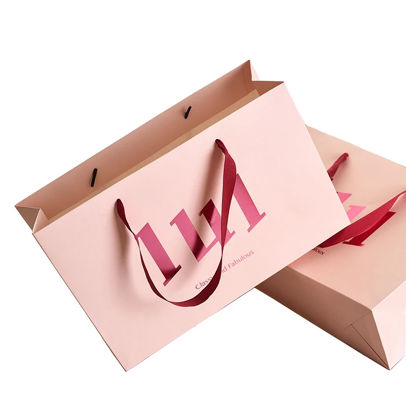 Luxury white black brown gift bags custom kraft paper shopping bag with your own logo