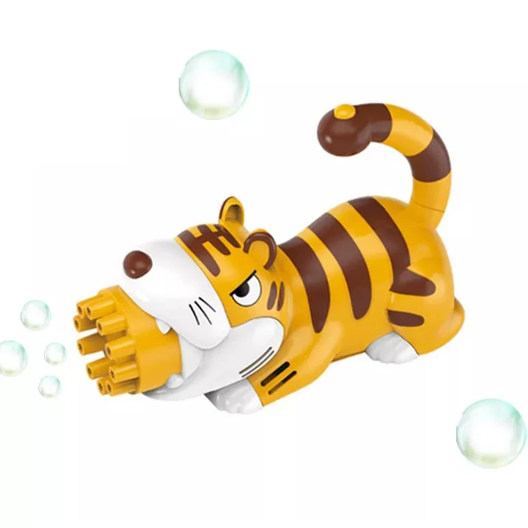 2023 New Design Kids 10-holes Tiger Soap Bubble Guns Toys Electric Bubble Machine