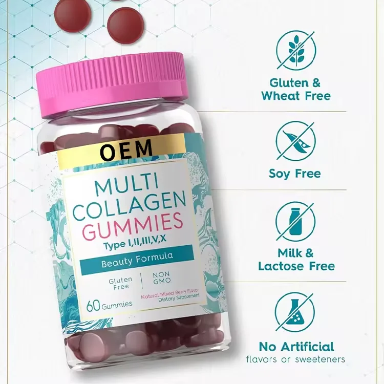 Vitahealthy OEM/ODM Private Label Factory Supply Healthcare Products Multi Collagen Gummies for Skin Care Beauty