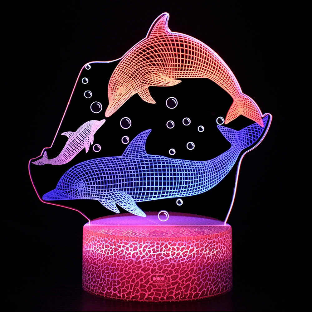 Creative Cute Kids Bedroom Animal Table Lamp Changing Colors Usb Touch 3d Acrylic Illusion Led Dinosaur Projector Night Light