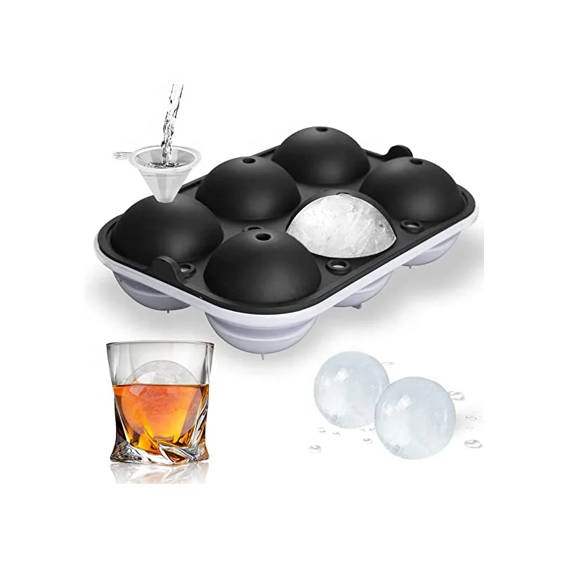 New Upgraded Easy Release Flexible Whiskey Ice Ball Maker Large Sphere Ice Mold Silicone Round Ice Cube Tray