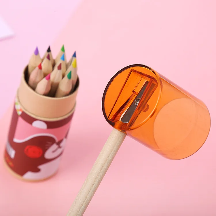 Best Sold Cartoon Non Toxin Mini Pencils In Cylinder Painting 12 Colour Children Colorful Cheap Pencil Sets