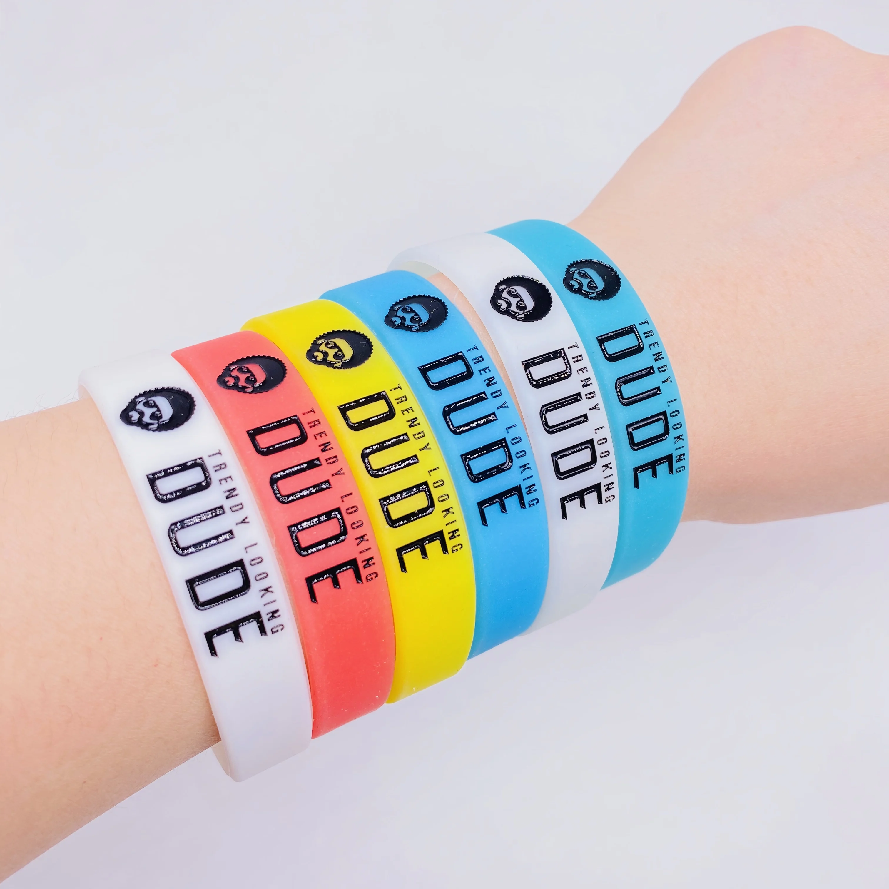 Custom Private Dual Layer Label Promotional  Slap Bracelet Silicone Wristband Friendship Rubber Bracelets For Boys